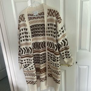 Brown and white patterned cardigan